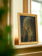 Fine art print of a woman in profile wearing a lace veil embroidered with multiple all-seeing eyes and blue teardrop details. The giclée reproduction features a romantic, gothic painting style with symbolic motifs, perfect for dark academia interiors, witchy decor, and spiritual spaces. Printed on soft textured archival paper in multiple sizes.